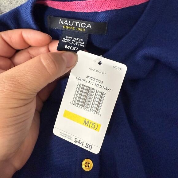 Nautica Little Girls’ Jersey Cardigan Sweater With Pockets, Navy Blue, M(5) - Picture 3 of 7